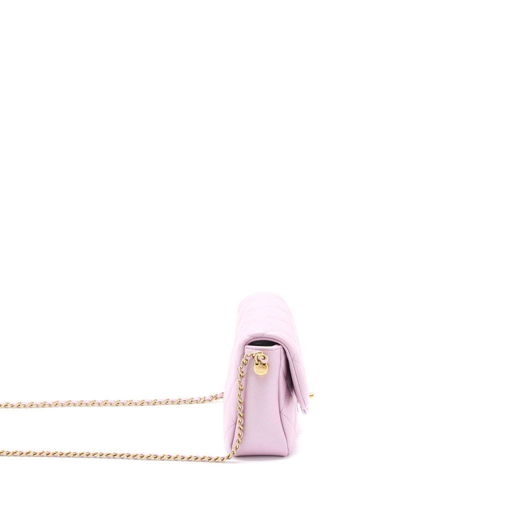 CHANEL 21K MY PERFECT MINI FLAP BAG CAVIAR PINK GHW (MICROCHIP)