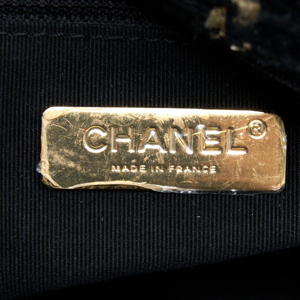 CHANEL TWEED SMALL 19 FLAP BAG BLACK/GOLD WITH MULTICOLOUR HARDWARE