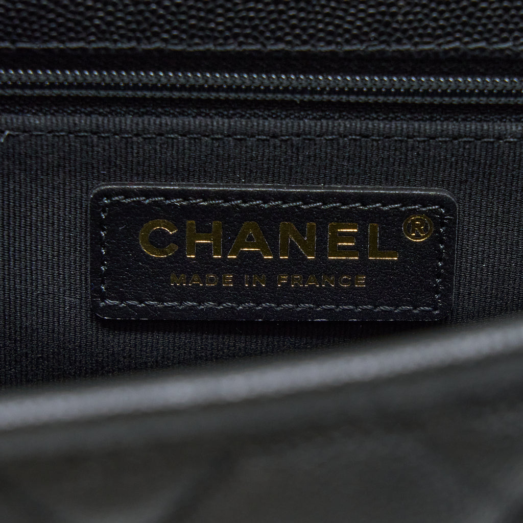 CHANEL 22K LARGE BACKPACK CAVIAR BLACK BRUSHED GHW (MICROCHIP)