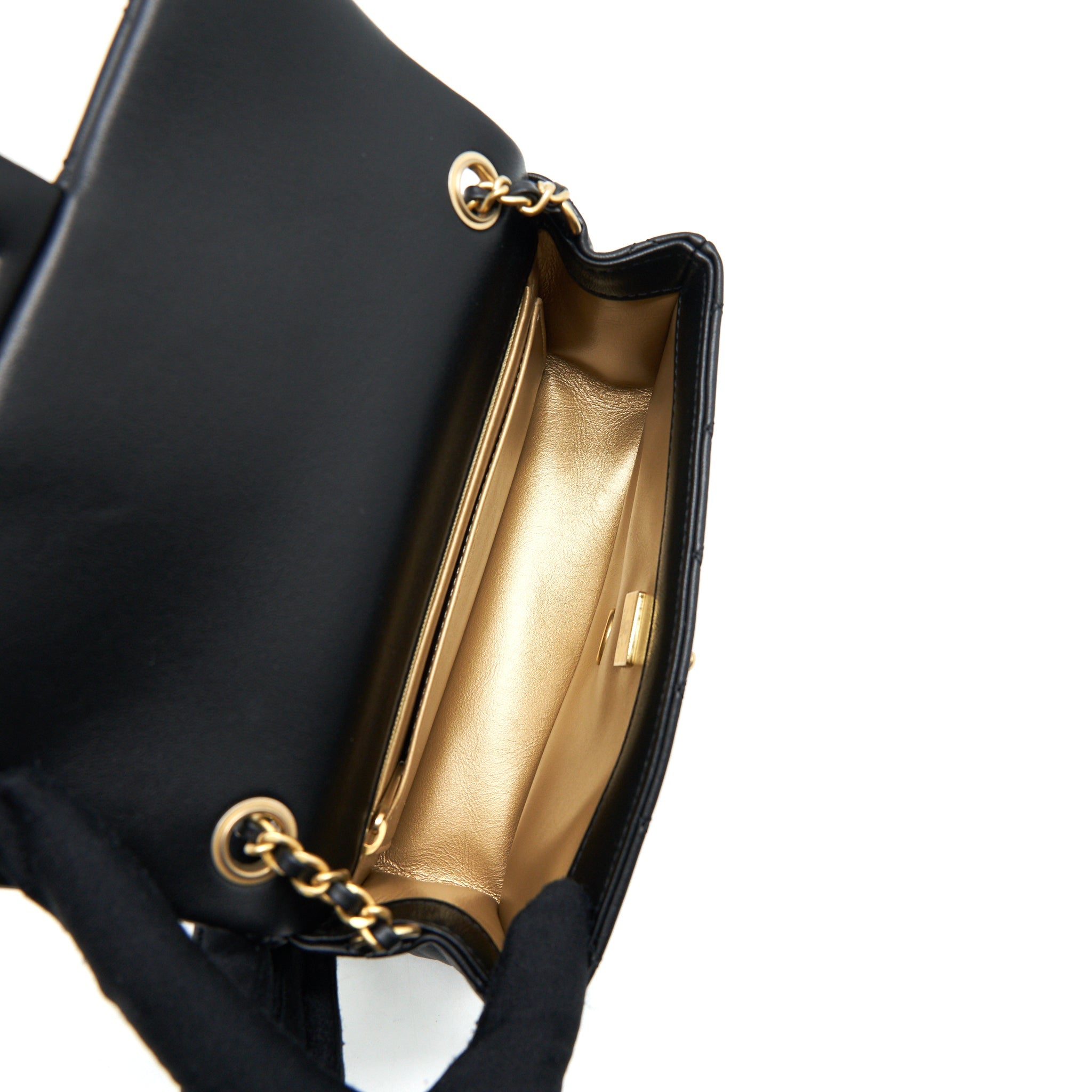 CHANEL 22C PEARL CRUSH MINI RECTANGULAR LAMBSKIN BLACK GHW (MICROCHIP)