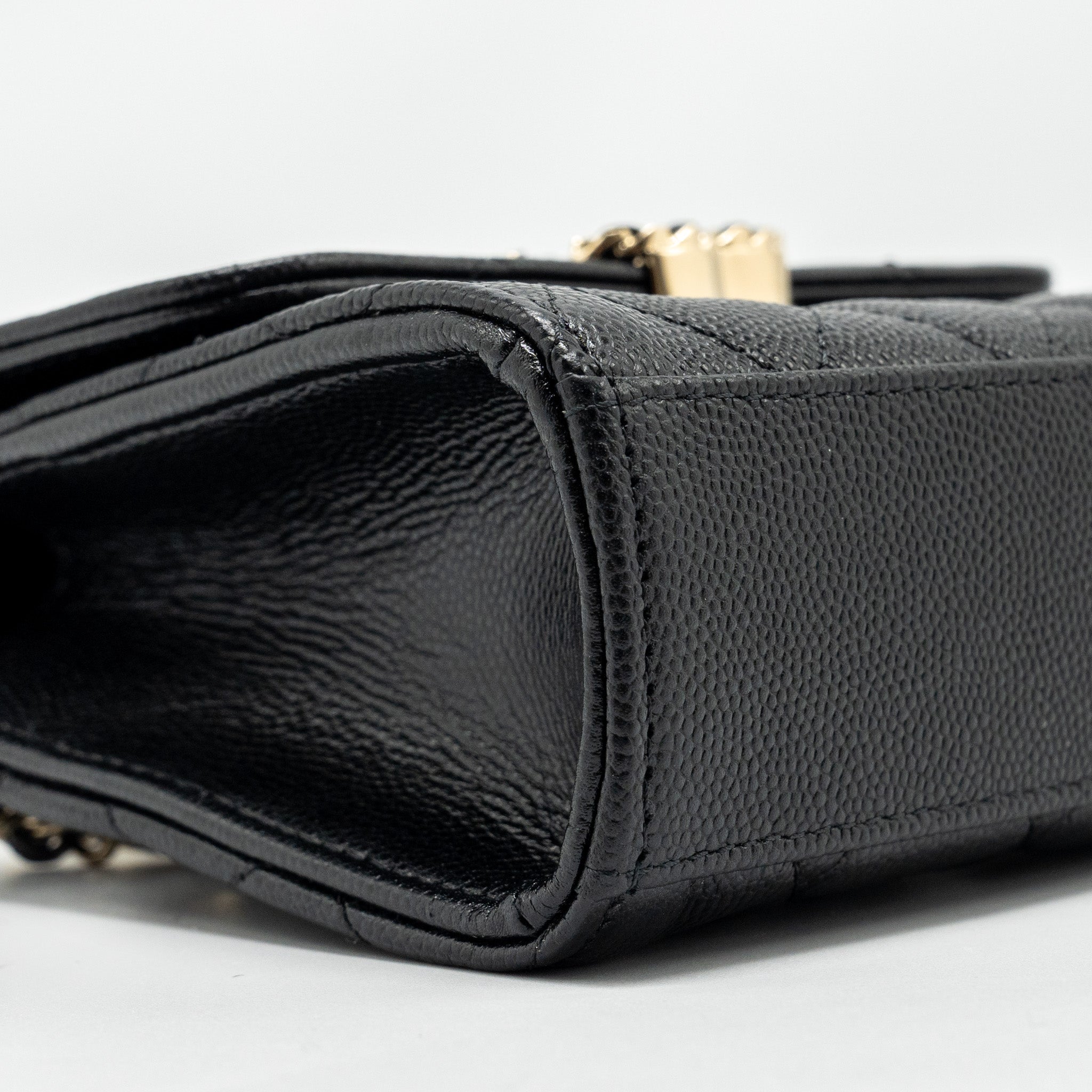 CHANEL TOP HANDLE MINI FLAP BAG WITH CHAIN CAVIAR BLACK LGHW (MICROCHIP)
