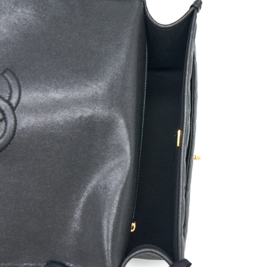 CHANEL 22K LARGE BACKPACK CAVIAR BLACK BRUSHED GHW (MICROCHIP)