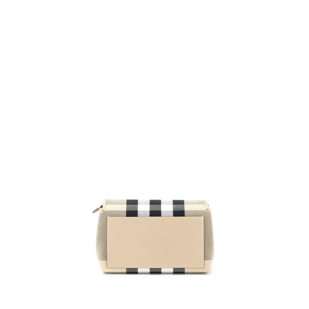 BURBERRY HACKBERRY CROSSBODY BAG CANVAS SOFT FAWN GHW