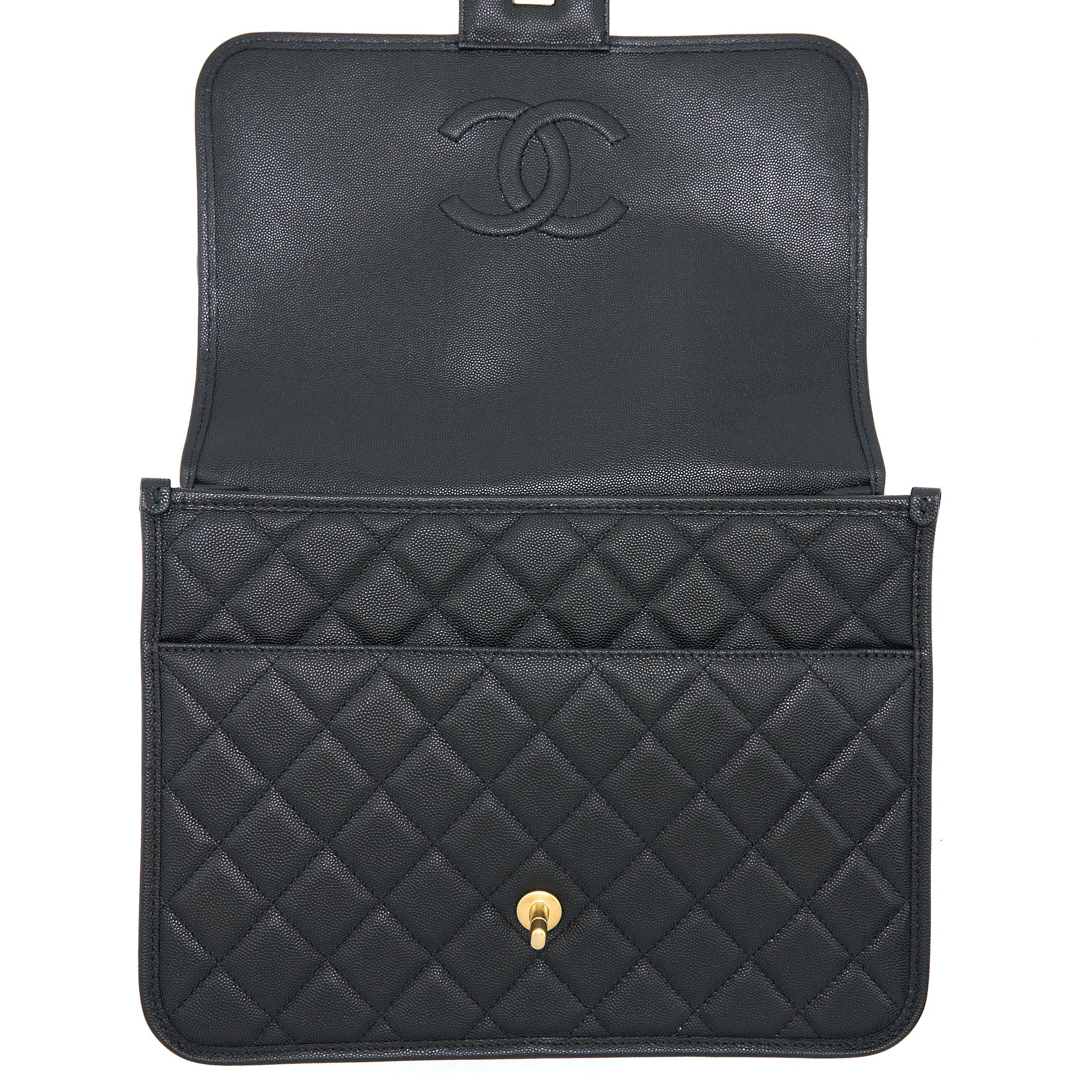 CHANEL 22K LARGE BACKPACK CAVIAR BLACK BRUSHED GHW (MICROCHIP)