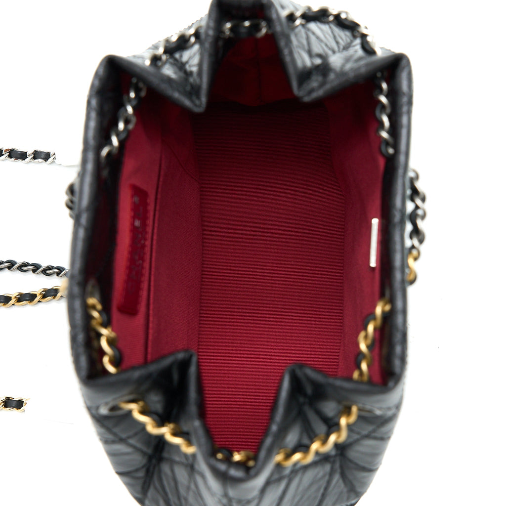 CHANEL SMALL GABRIELLE BACKPACK AGED CALFSKIN BLACK MULTICOLOUR HARDWARE (MICROCHIP)