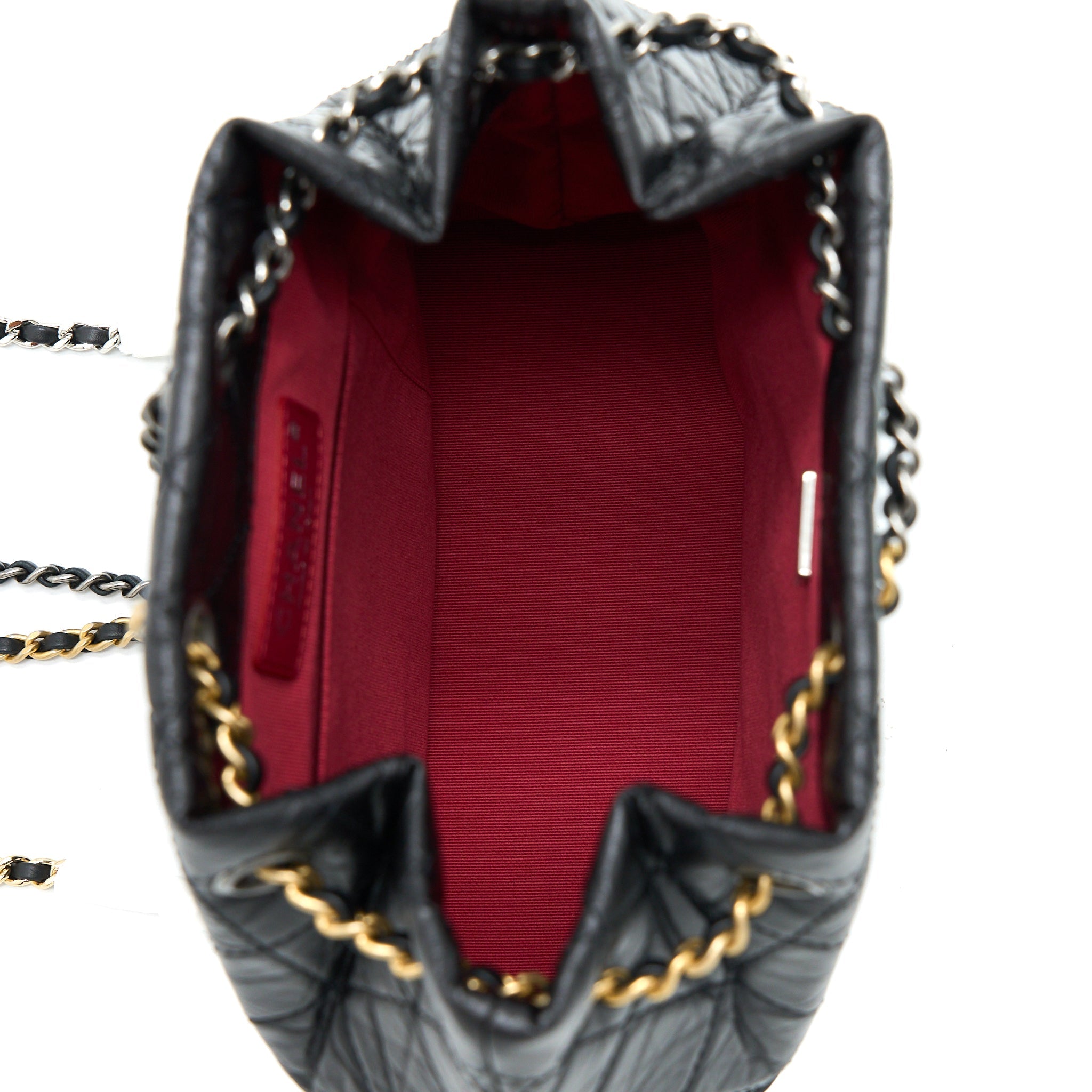 CHANEL SMALL GABRIELLE BACKPACK AGED CALFSKIN BLACK MULTICOLOUR HARDWARE (MICROCHIP)