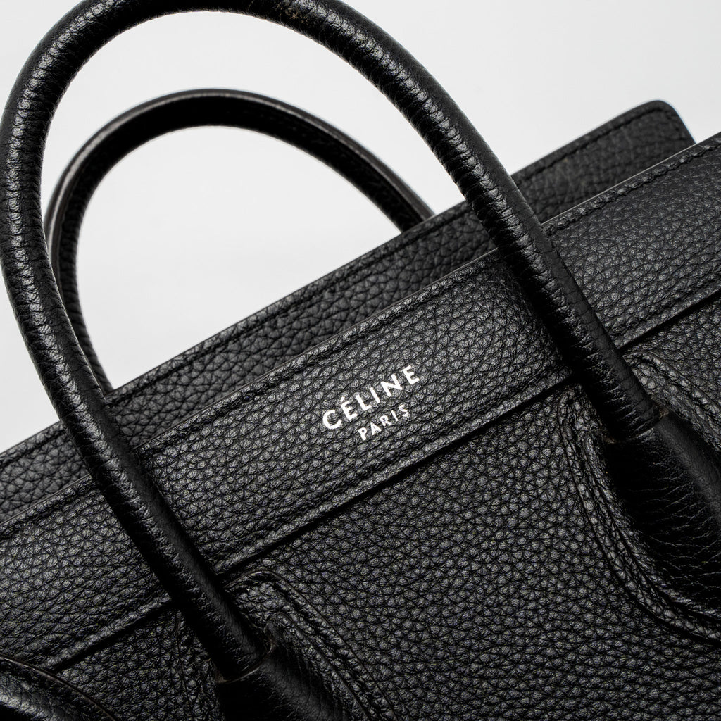 CELINE NANO LUGGAGE BAG CALFSKIN BLACK SHW