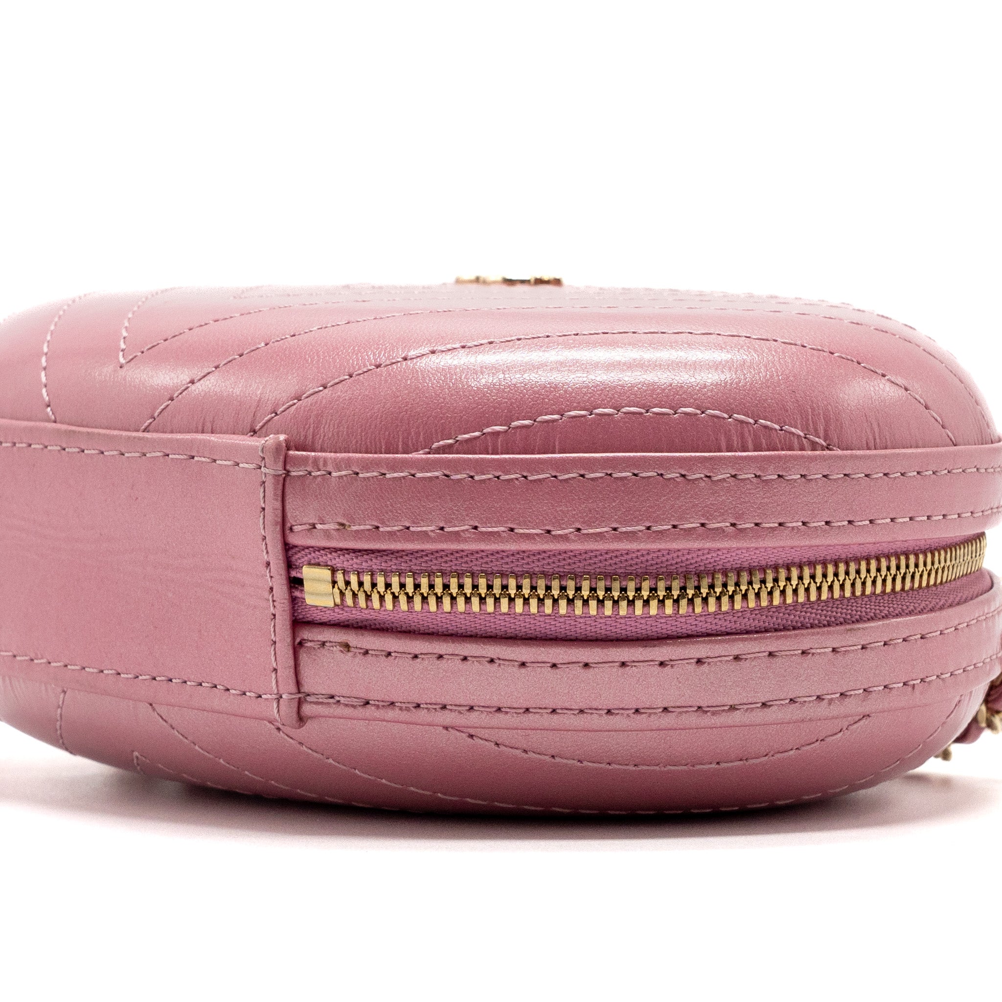 CHANEL OVAL CHEVRON BAG LAMBSKIN PINK LGHW