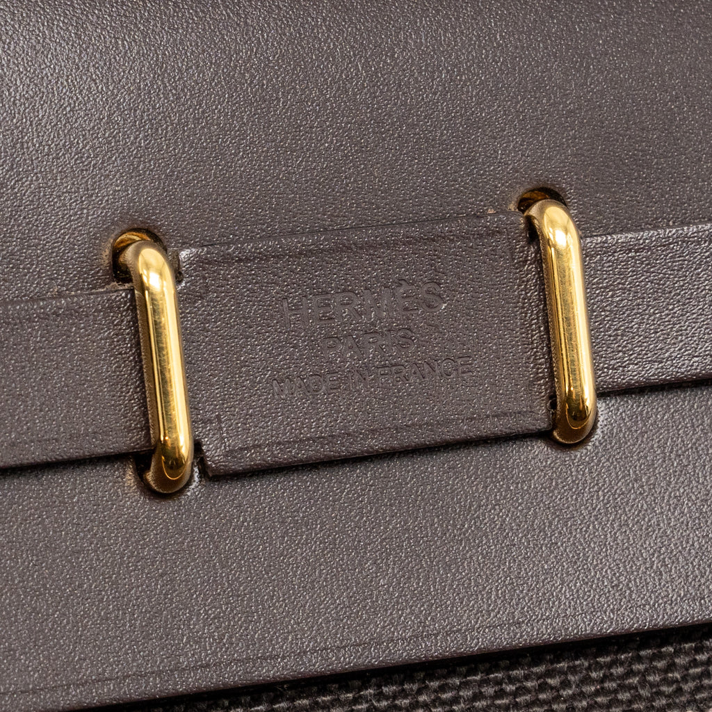 HERMES HERBAG MINI CANVAS / HUNTER LEATHER EBENE GHW