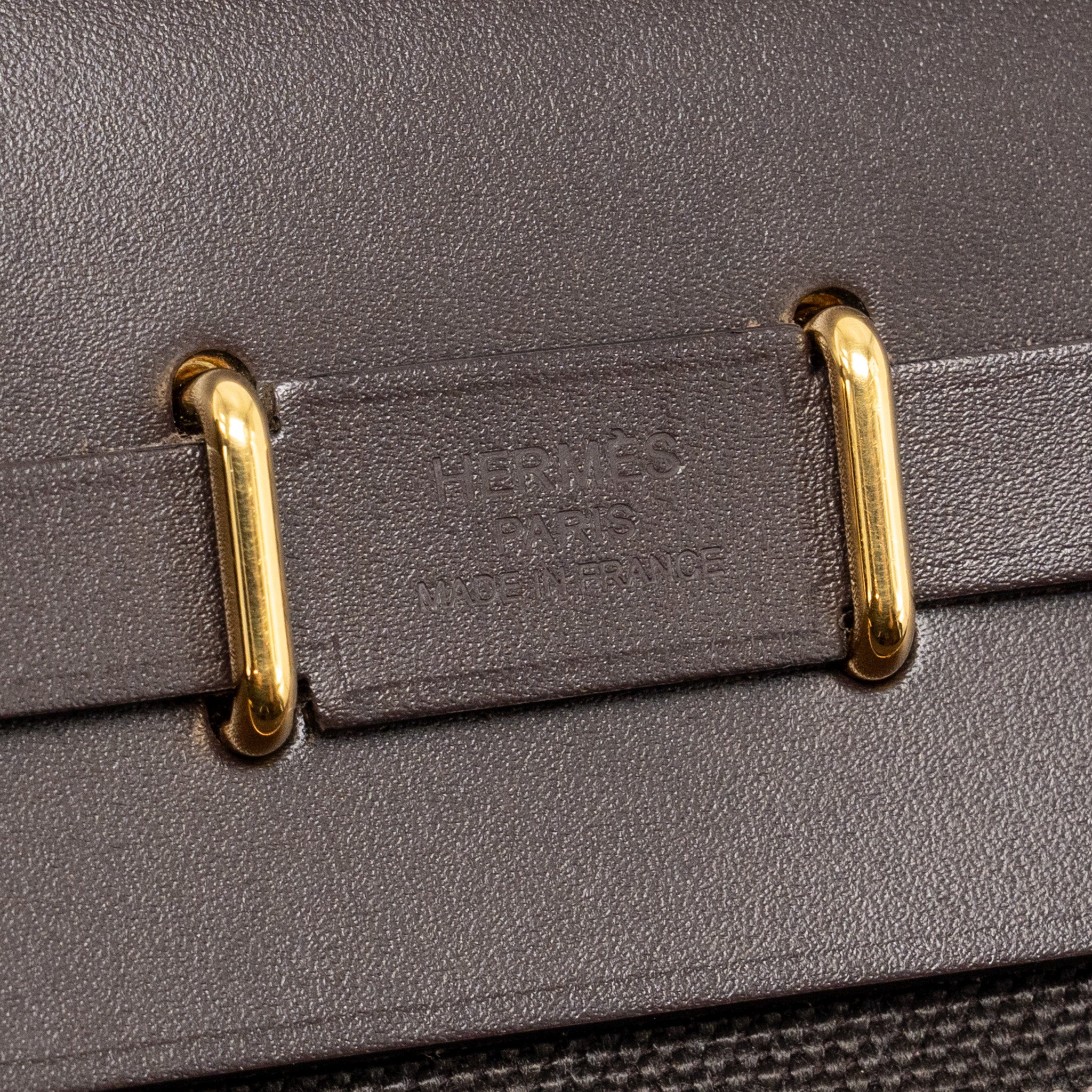 HERMES HERBAG MINI CANVAS / HUNTER LEATHER EBENE GHW