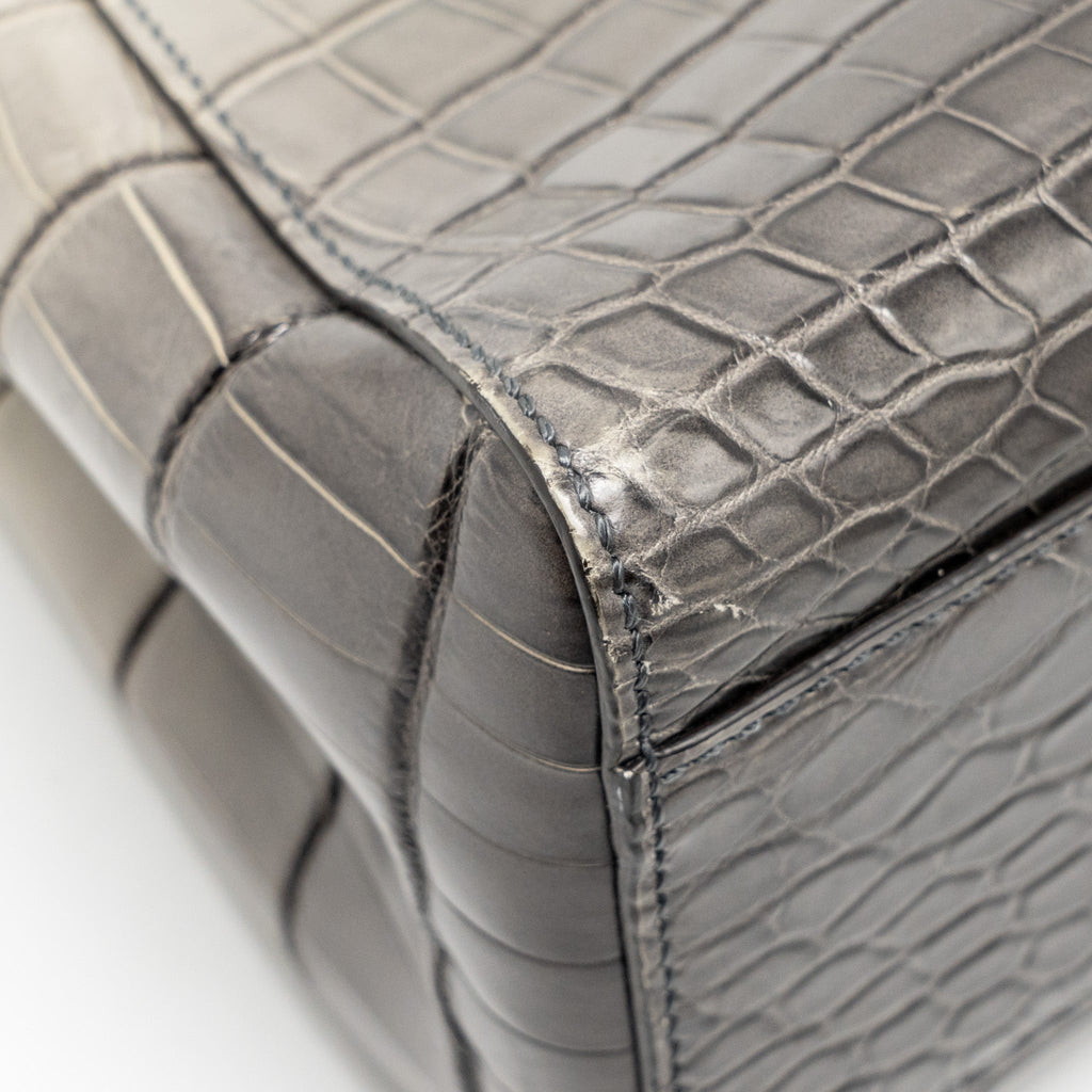 FENDI MINI PEEKABOO BAG CROCODILE GREY GHW