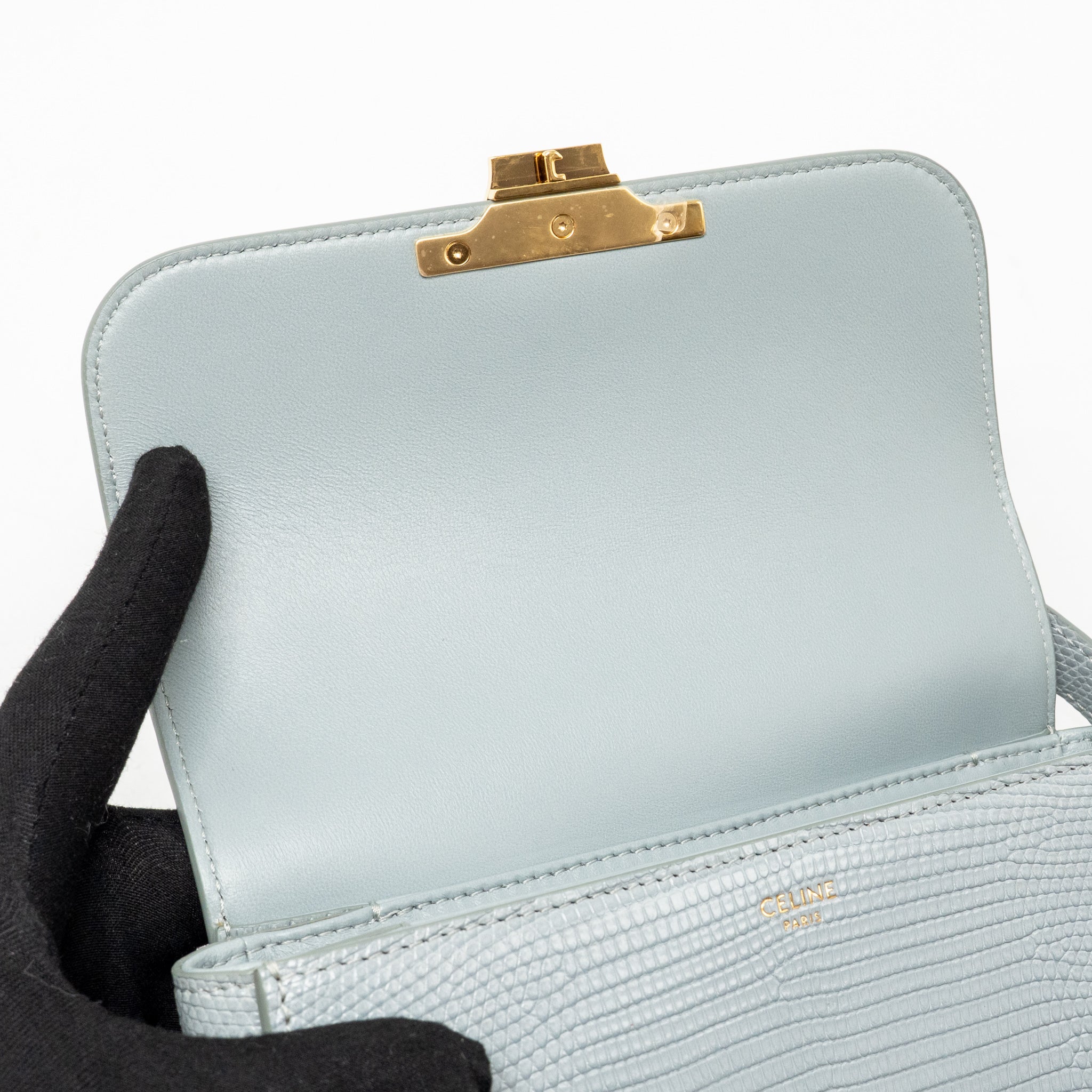 CELINE TEEN TRIOMPHE BAG LIZARD CLOUDY GREY GHW