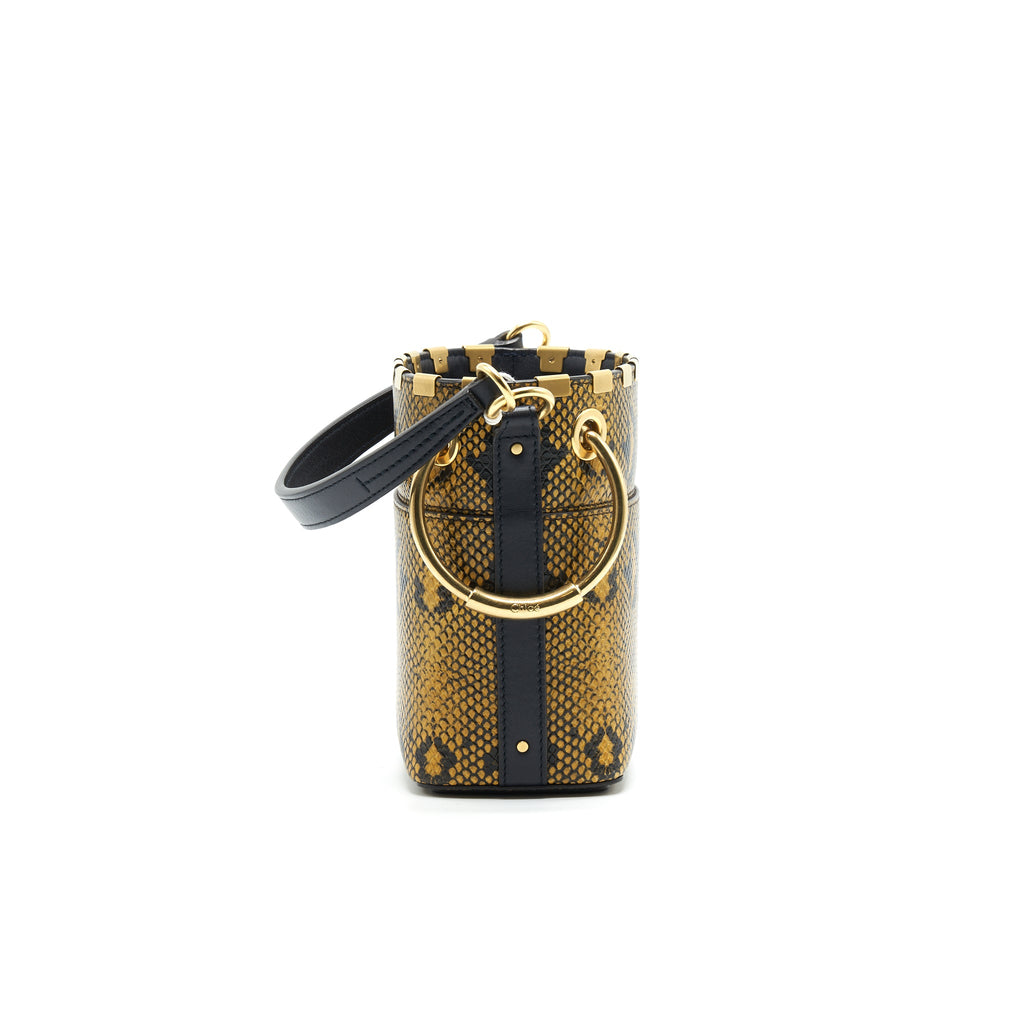CHLOE ROY MINI BUCKET BAG SNAKE PATTERN LEATHER