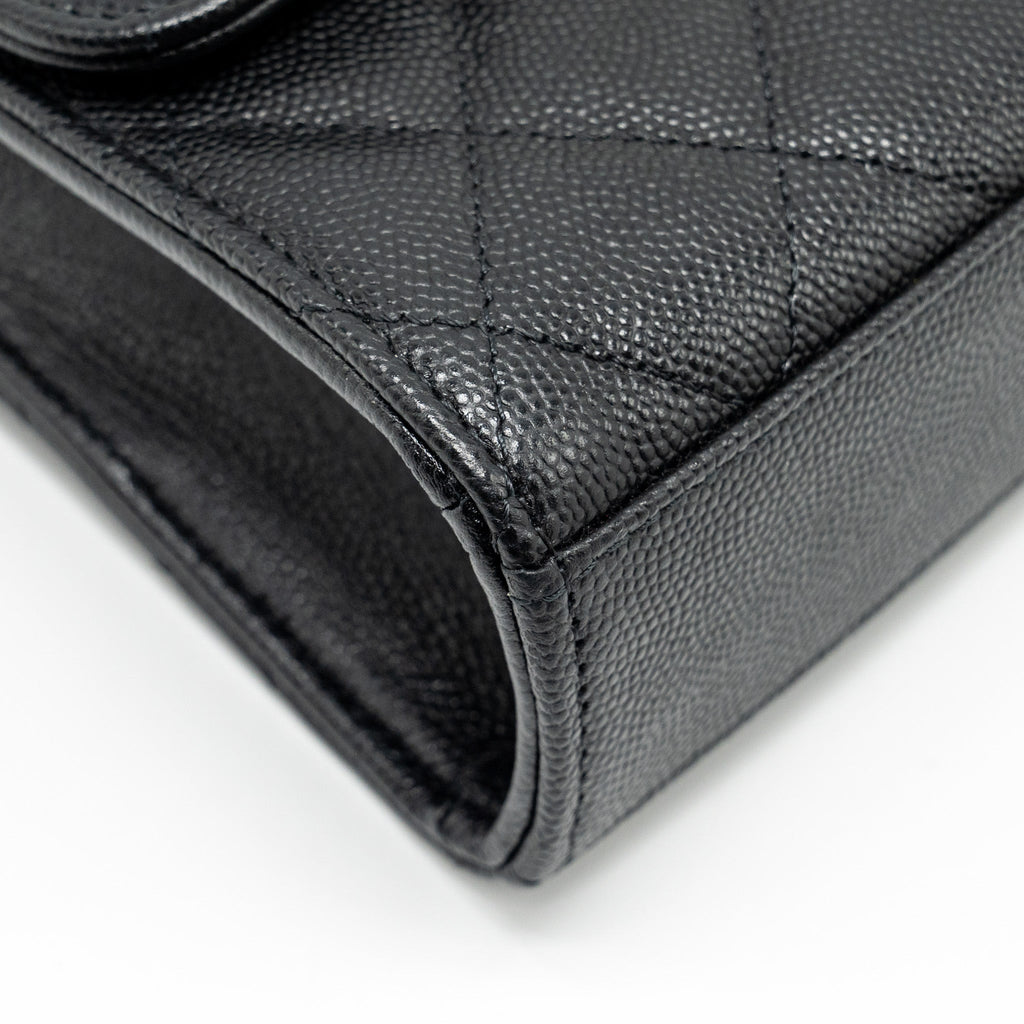 CHANEL TOP HANDLE MINI FLAP BAG WITH CHAIN CAVIAR BLACK LGHW (MICROCHIP)