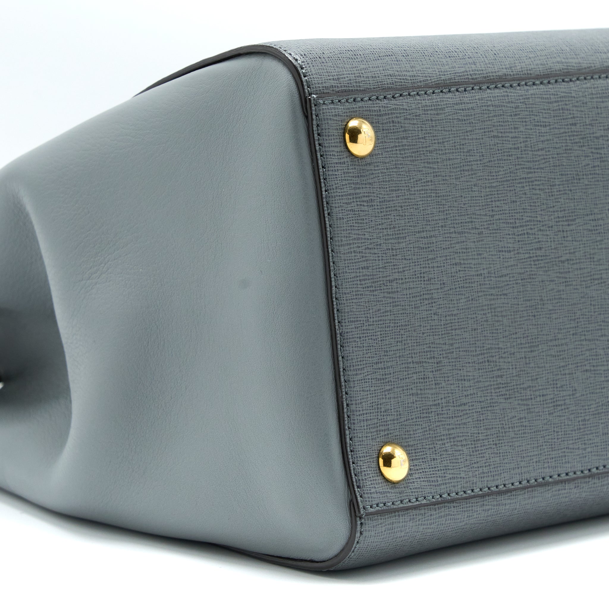 FENDI 2 JOURS LARGE BAG LEATHER GREY GHW
