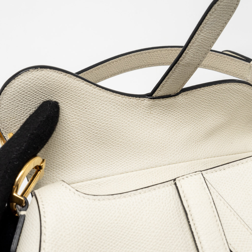 DIOR MINI SADDLE BAG CALFSKIN WHITE GHW