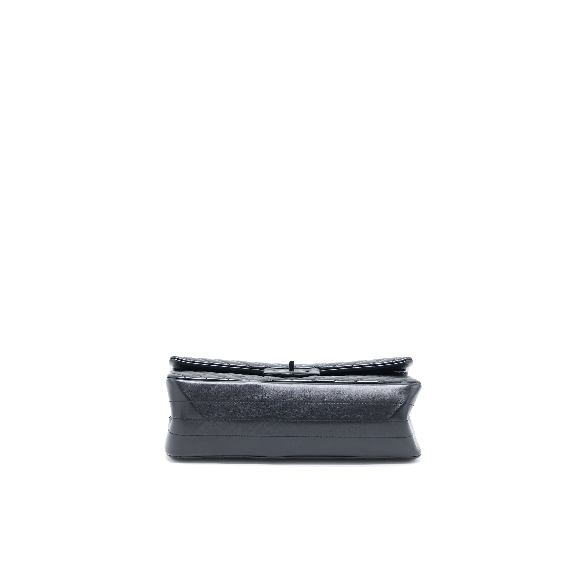 CHANEL 2.55 REISSUE SMALL DOUBLE FLAP BAG CHEVRON AGED CALFSKIN BLACK WITH BLACK HARDWARE