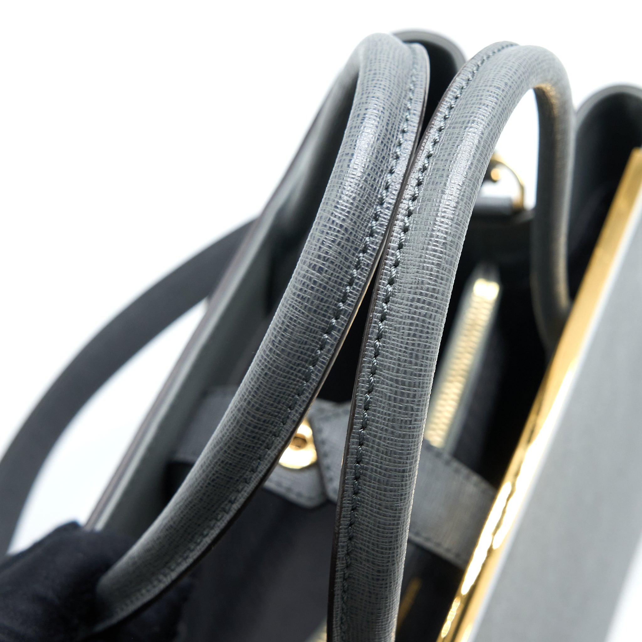 FENDI 2 JOURS LARGE BAG LEATHER GREY GHW