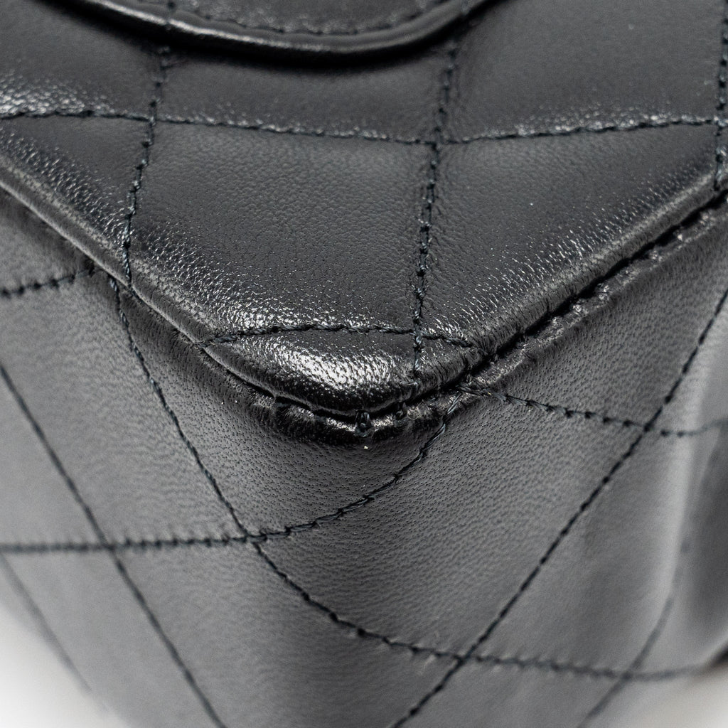 CHANEL MINI RECTANGULAR FLAP BAG LAMBSKIN BLACK LGHW (MICROCHIP)