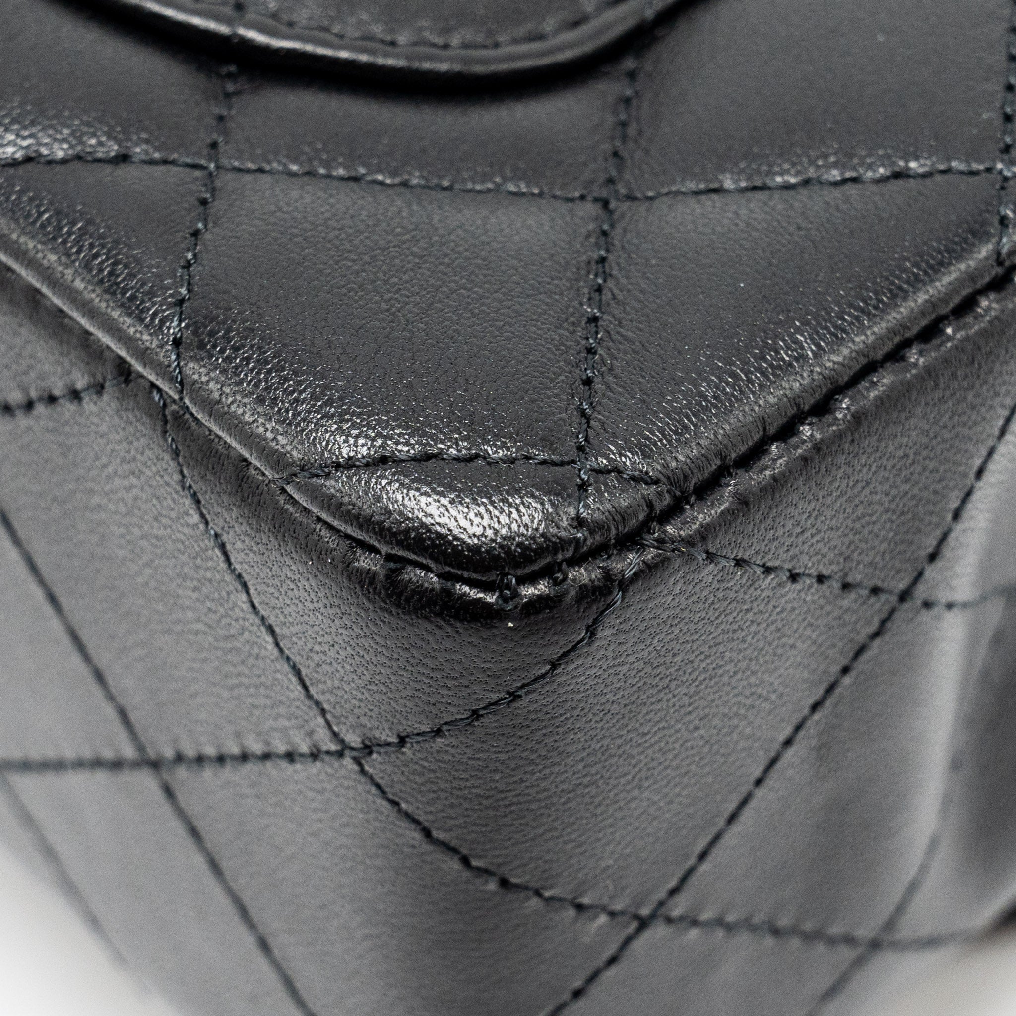 CHANEL MINI RECTANGULAR FLAP BAG LAMBSKIN BLACK LGHW (MICROCHIP)