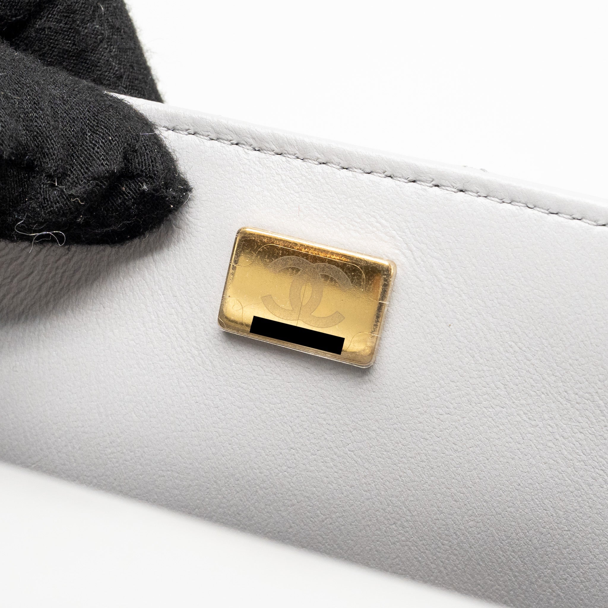 CHANEL TOP HANDLE MINI RECTANGULAR FLAP BAG LAMBSKIN LIGHT GREY LGHW (MICROCHIP)