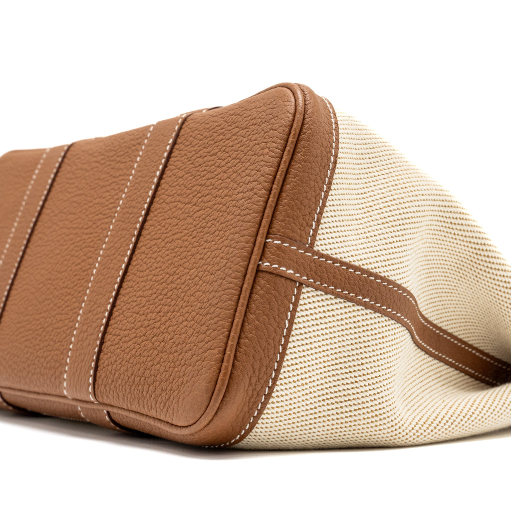 HERMES GARDEN PARTY 30 CANVAS/NEGONDA ECRU/DESERT/GOLD SHW