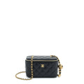 CHANEL 22A PEARL CRUSH LONG VANITY WITH CHAIN LAMBSKIN BLACK GHW
