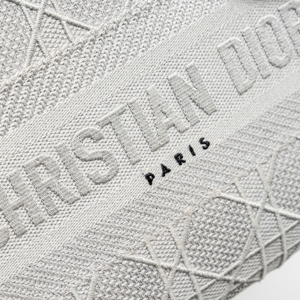 DIOR MEDIUM LADY D-LITE BAG CANNAGE EMBROIDERY GREY LGHW