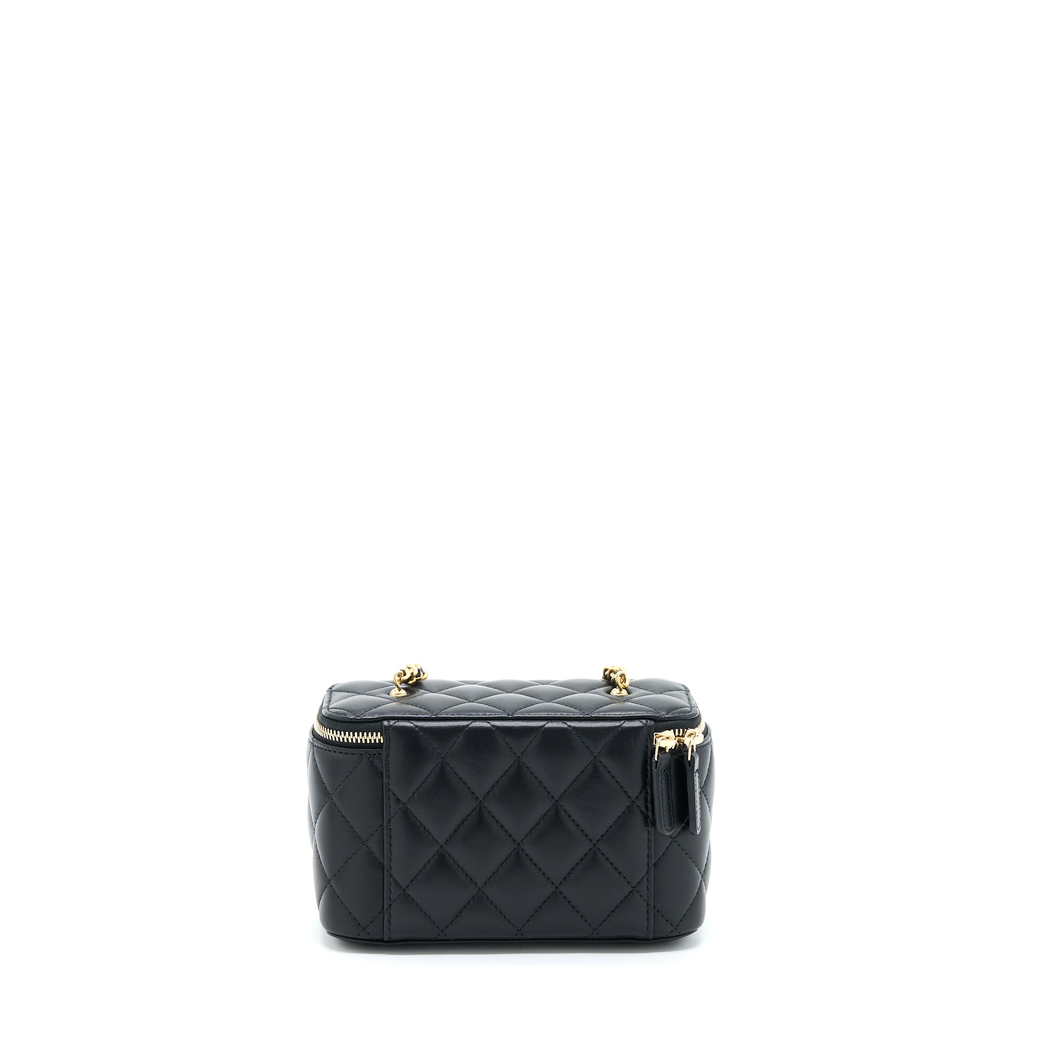 CHANEL 22A PEARL CRUSH LONG VANITY WITH CHAIN LAMBSKIN BLACK GHW
