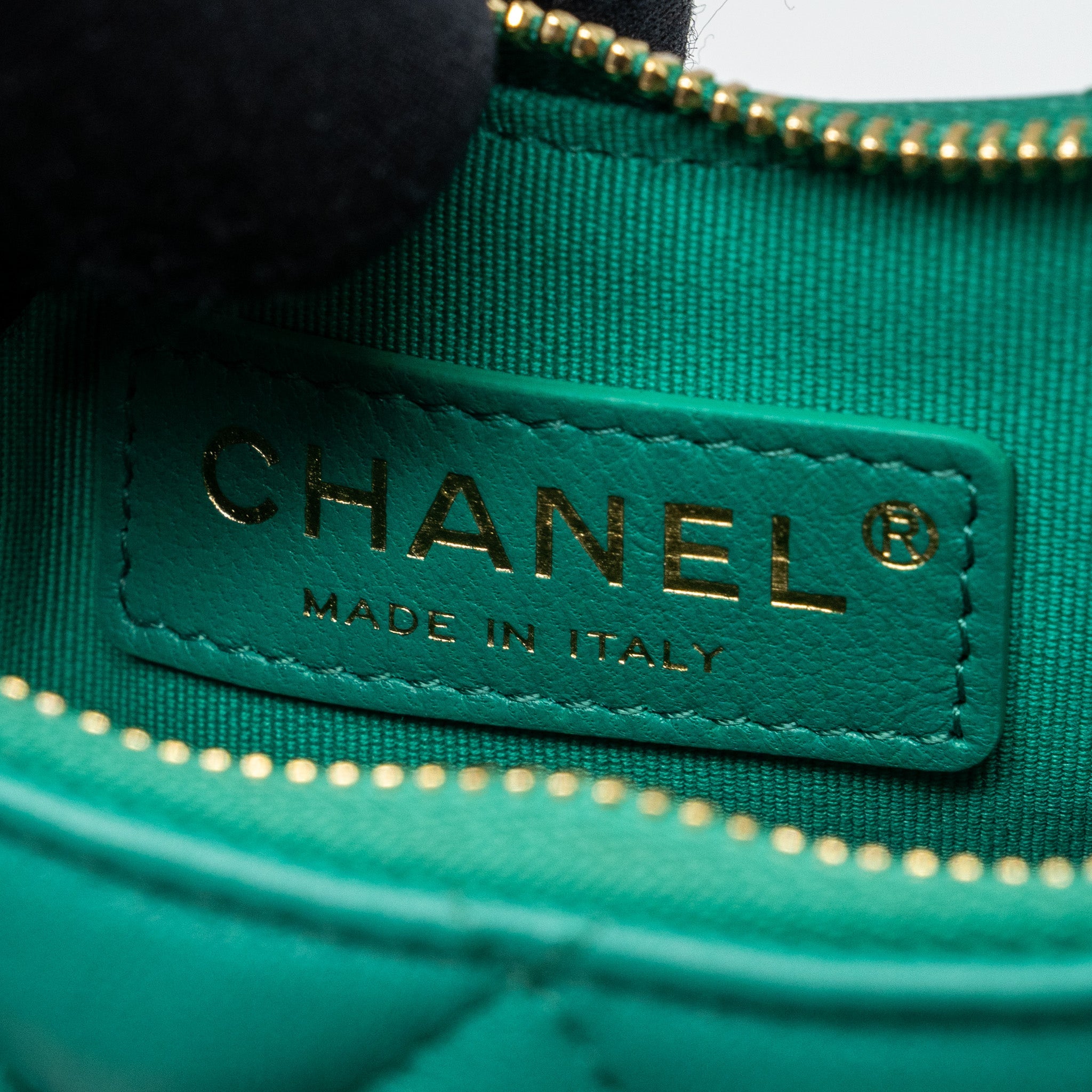 CHANEL SMALL MOON HOBO LAMBSKIN GREEN LGHW (MICROCHIP)