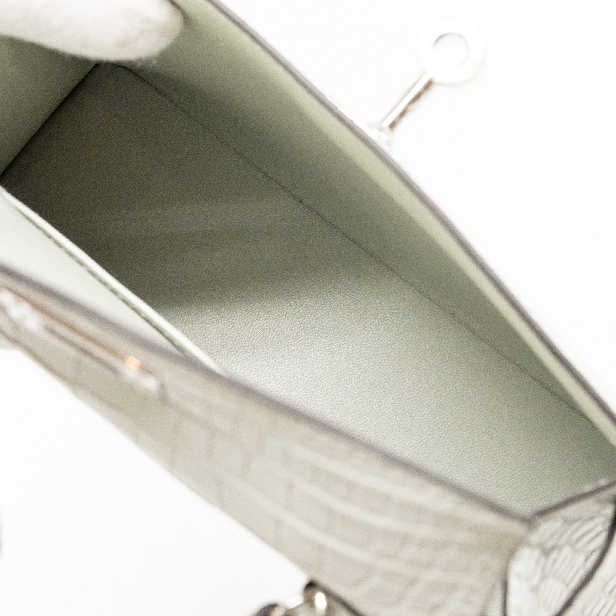 HERMES MINI KELLY II MATTE ALLIGATOR MISSISSIPPIENSIS 0W GRIS NEVE SHW
