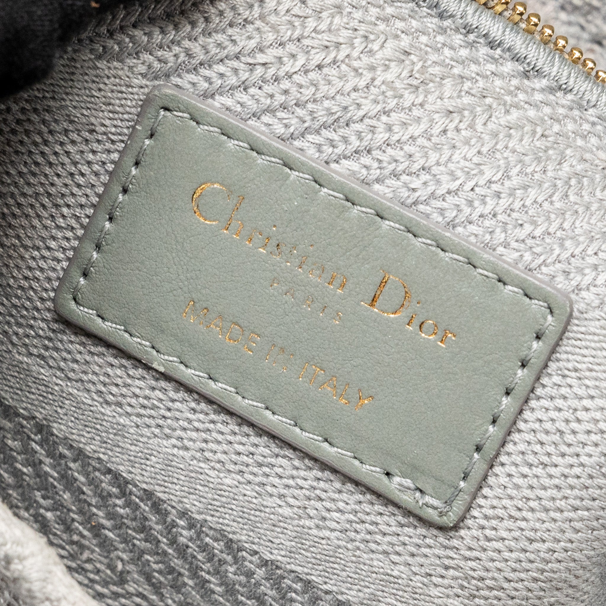DIOR MEDIUM LADY D-LITE BAG CANNAGE EMBROIDERY GREY LGHW