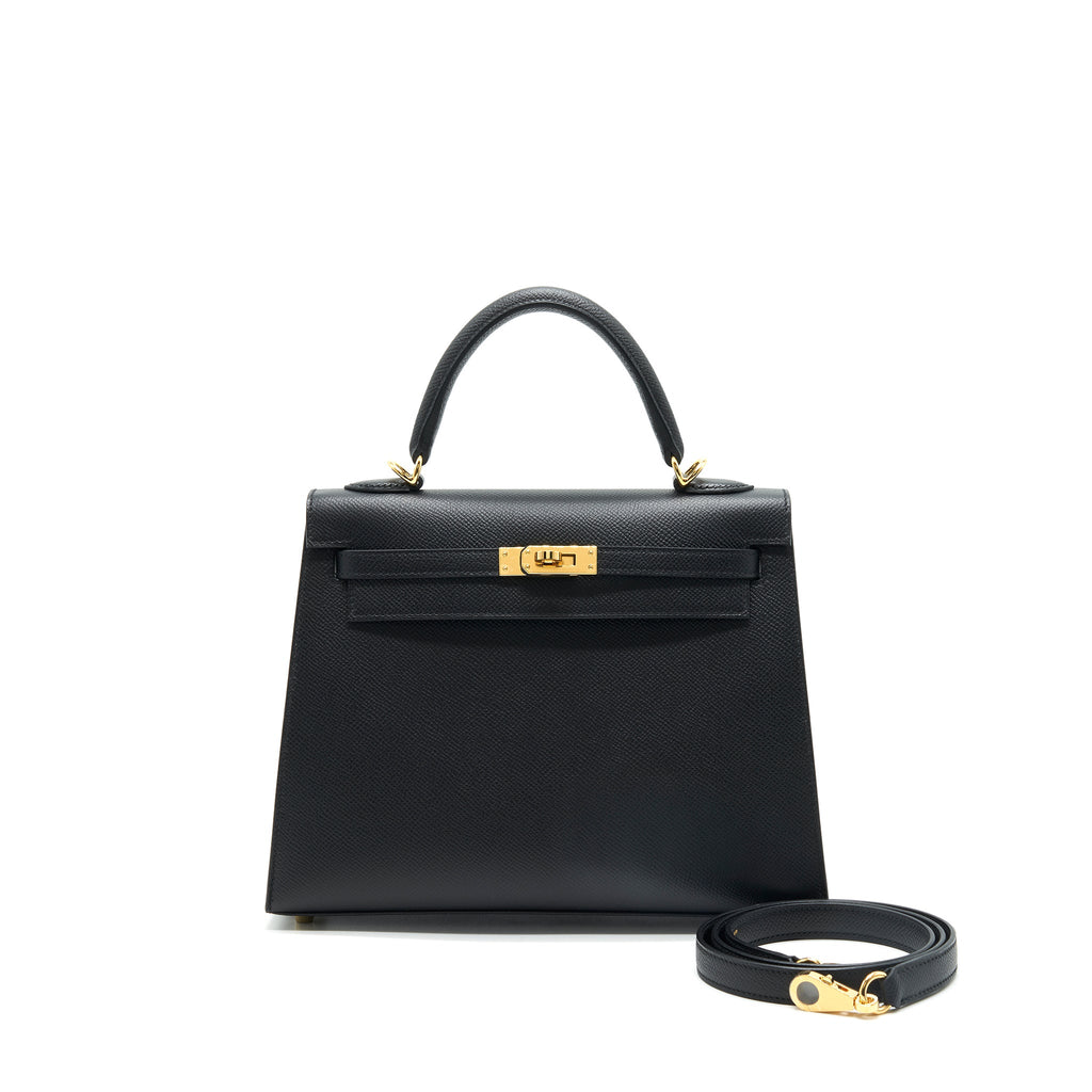 HERMES KELLY SELLIER 25 EPSOM BLACK GHW