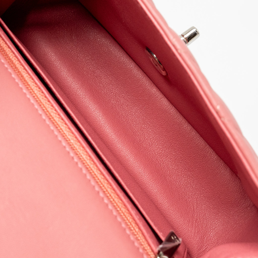 CHANEL MINI RECTANGULAR FLAP BAG LAMBSKIN PINK SHW