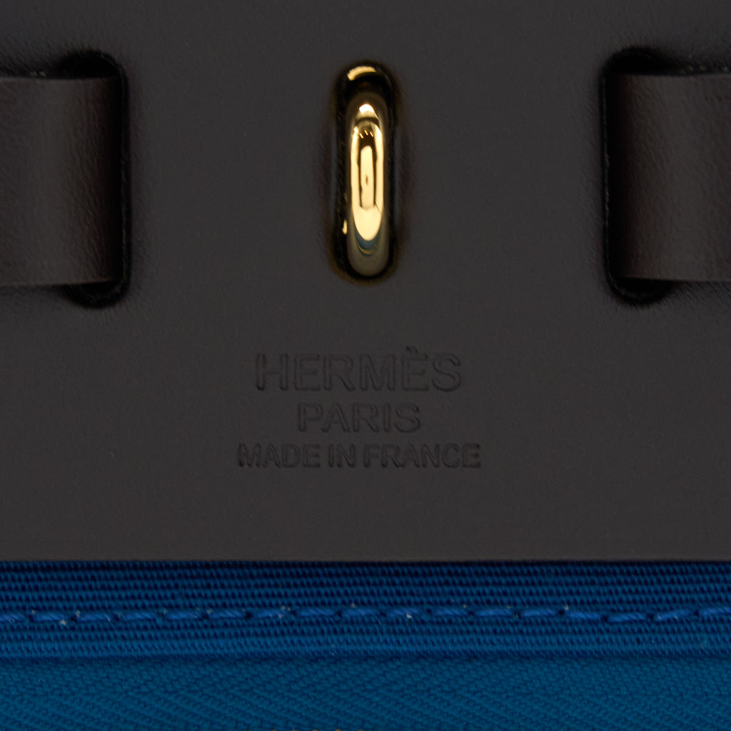 HERMES HERBAG 31 BAG CANVAS ALEZAN/BLEU OUTREMER/ EBENE GHW