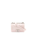 CHANEL CHEVRON SMALL BOY BAG LIMITED EDITION LAMBSKIN LIGHT PINK SHW