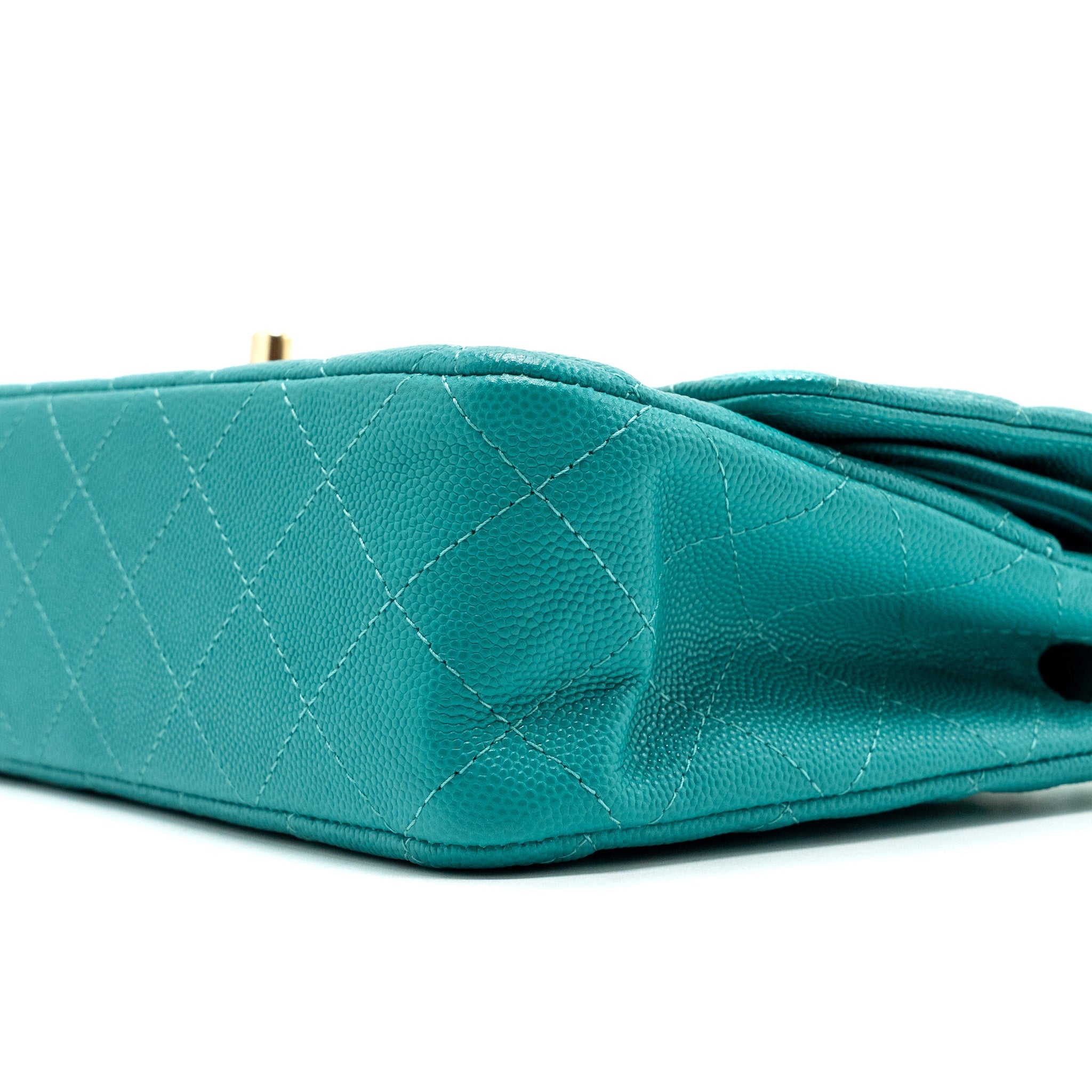 CHANEL MEDIUM CLASSIC DOUBLE FLAP BAG CAVIAR TURQUOISE LGHW