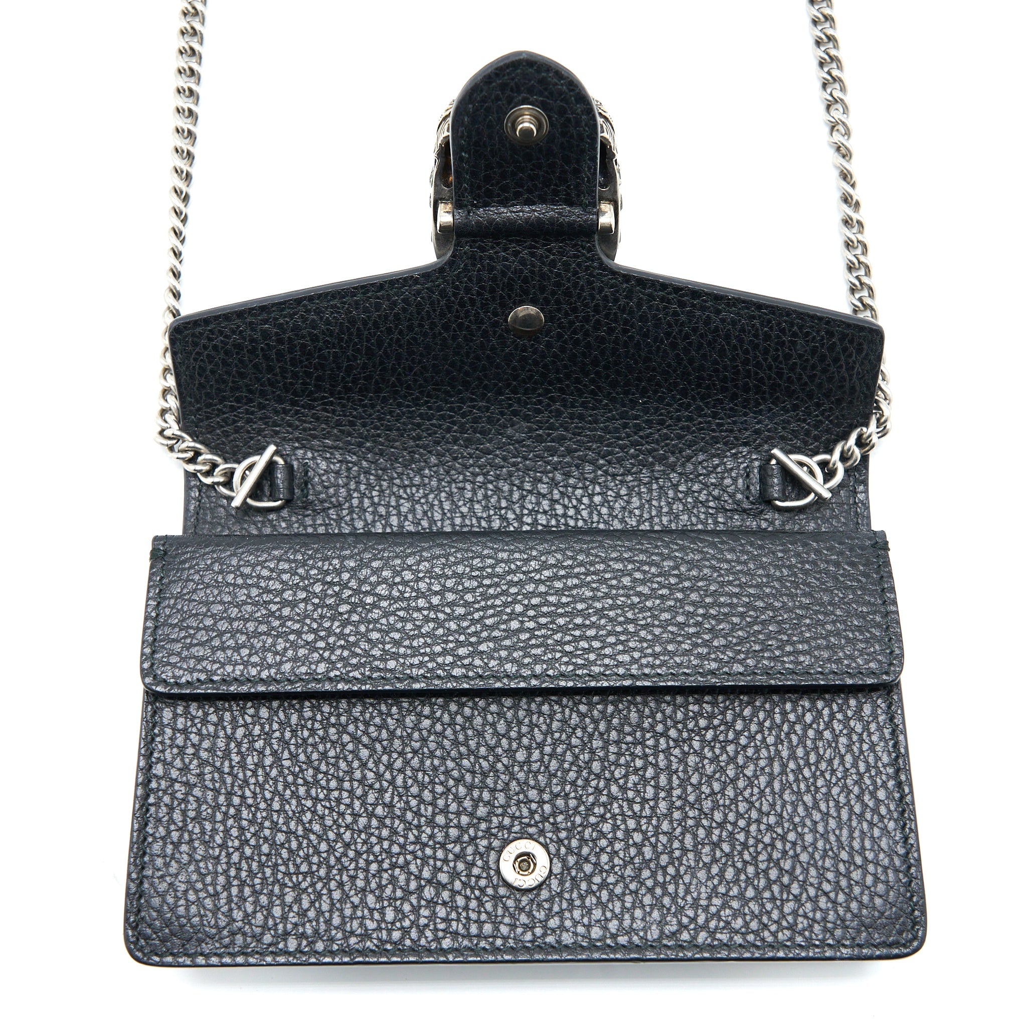 GUCCI SUPER MINI DIONYSUS BAG CALFSKIN BLACK RUTHENIUM HARDWARE