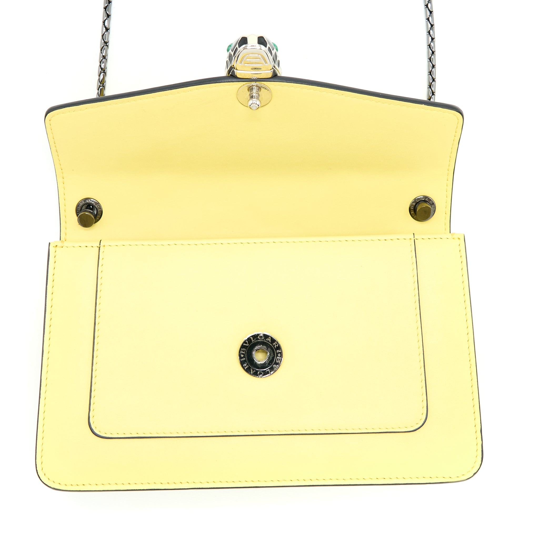 BVLGARI SERPENTI FOREVER CROSSBODY BAG CALFSKIN YELLOW WITH BLACK HARDWARE