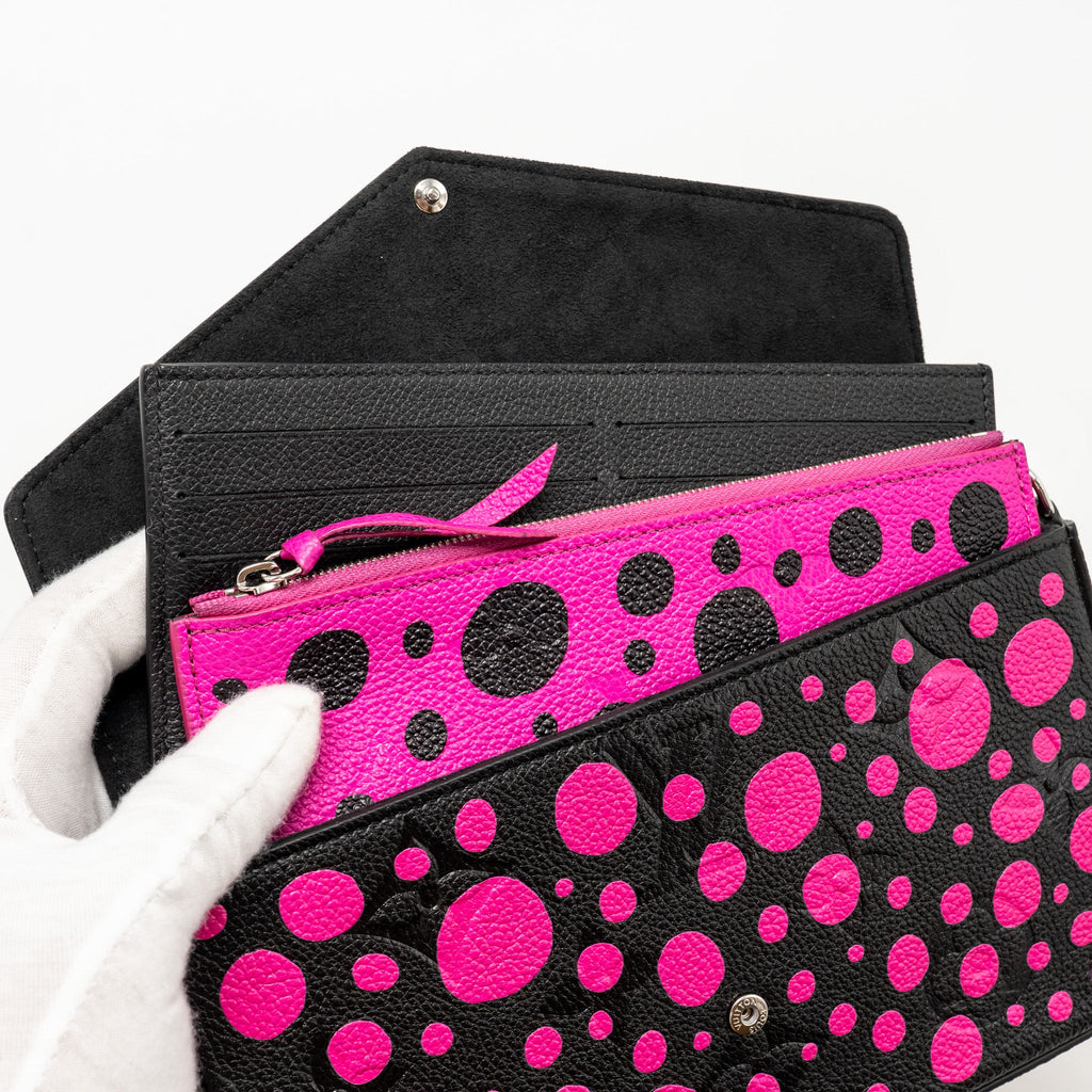 LOUIS VUITTON YAYOI KUSAMA FELICIE POCHETTE MONOGRAM EMPREINTE LEATHER BLACK/PINK SHW