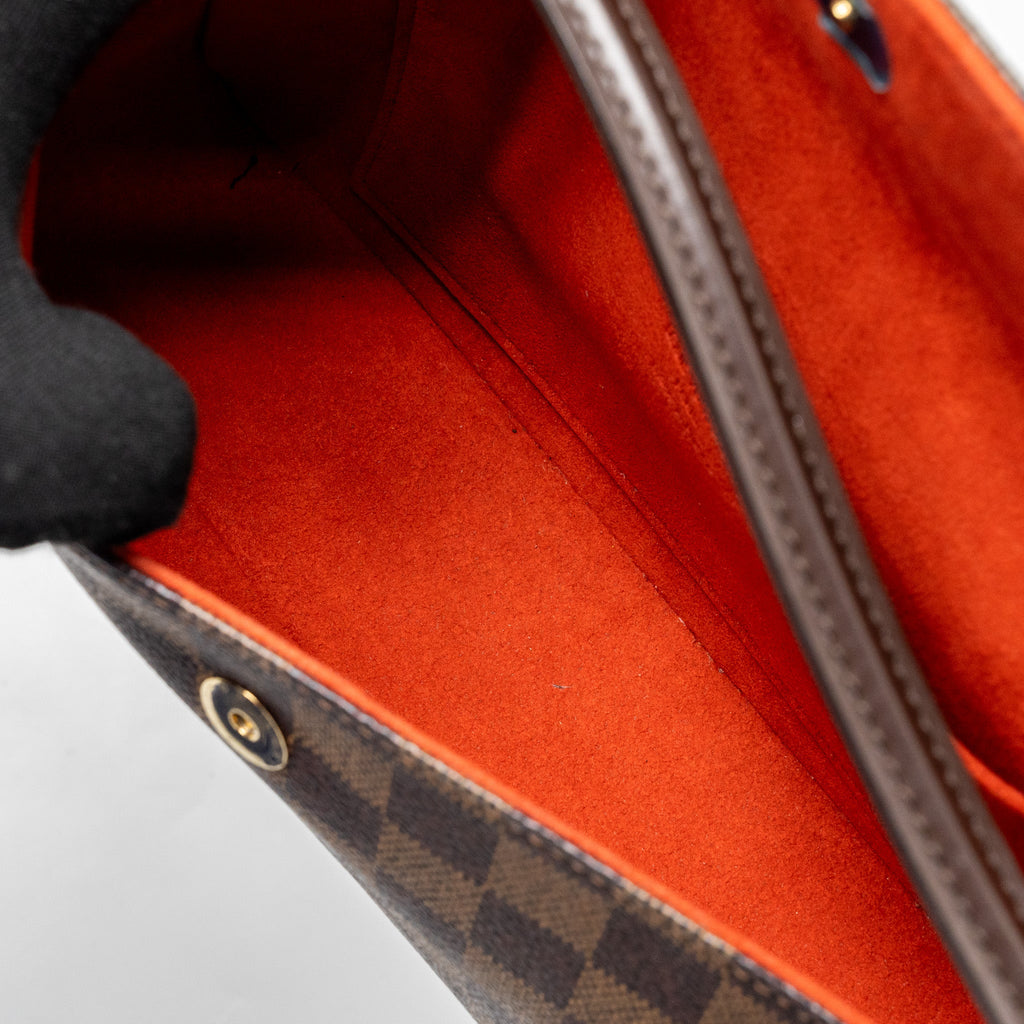 LOUIS VUITTON VINTAGE FLAP SHOULDER BAG DAMIER EBENE GHW