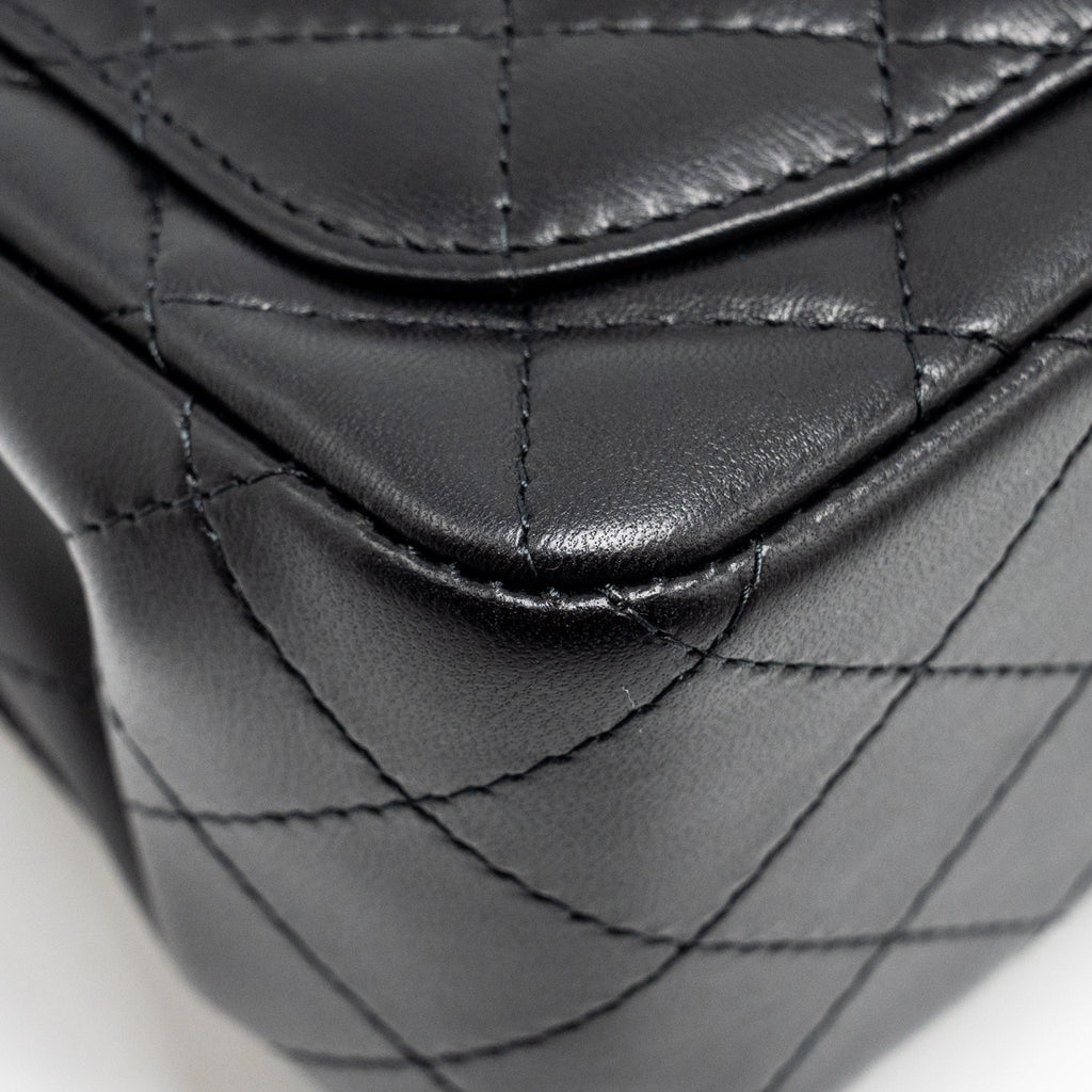 CHANEL MINI SQUARE FLAP BAG LAMBSKIN BLACK LGHW (MICROCHIP)