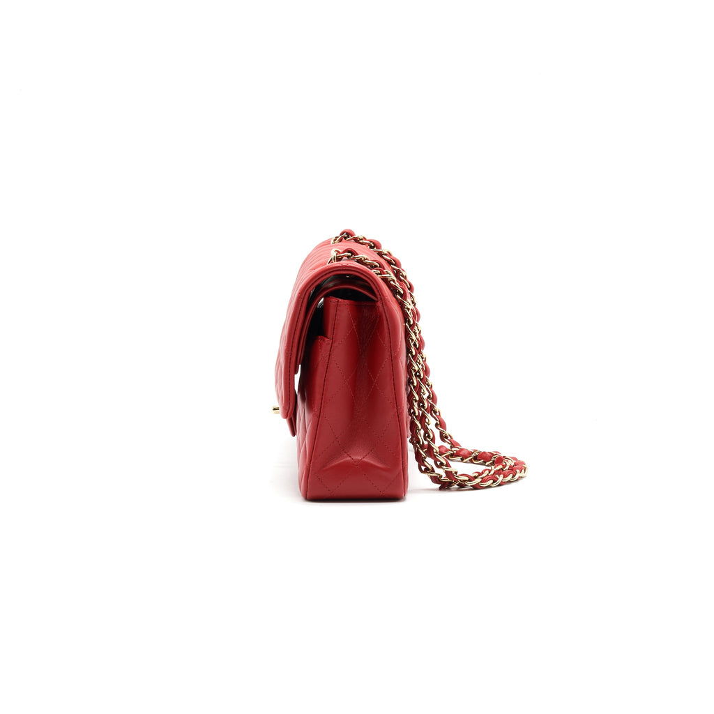 CHANEL MEDIUM CLASSIC DOUBLE FLAP BAG RED LGHW SERIAL29