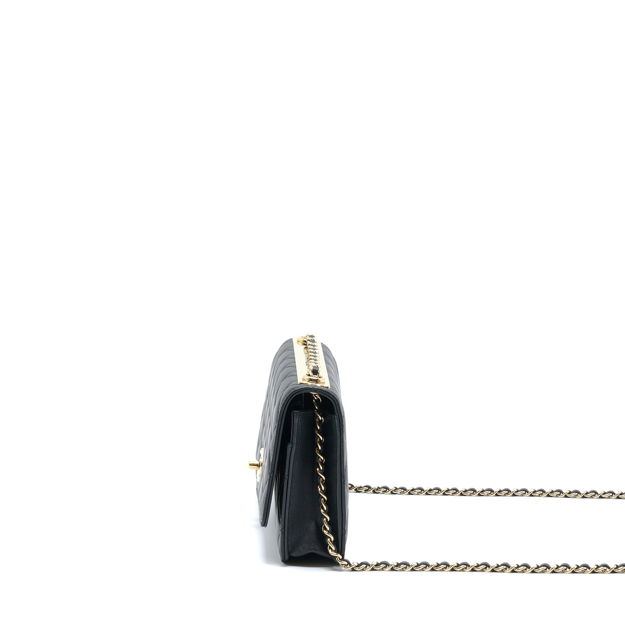 CHANEL TRENDY CC WALLET ON CHAIN LAMBSKIN BLACK GHW