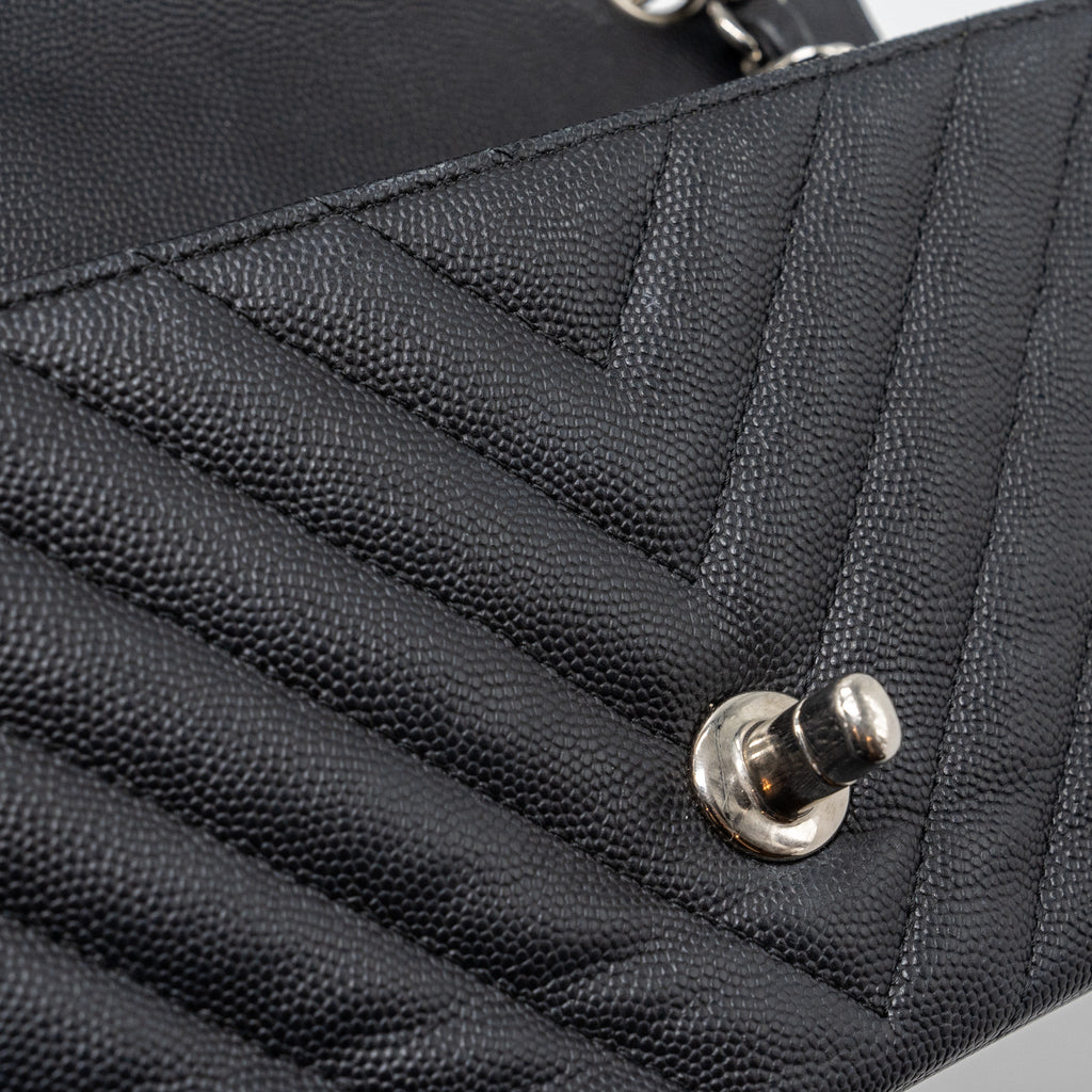 CHANEL MINI RECTANGULAR FLAP BAG CHEVRON CAVIAR BLACK SHW
