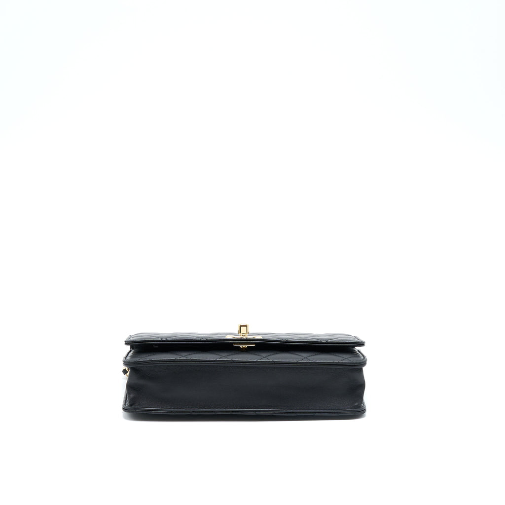 CHANEL TRENDY CC WALLET ON CHAIN LAMBSKIN BLACK GHW