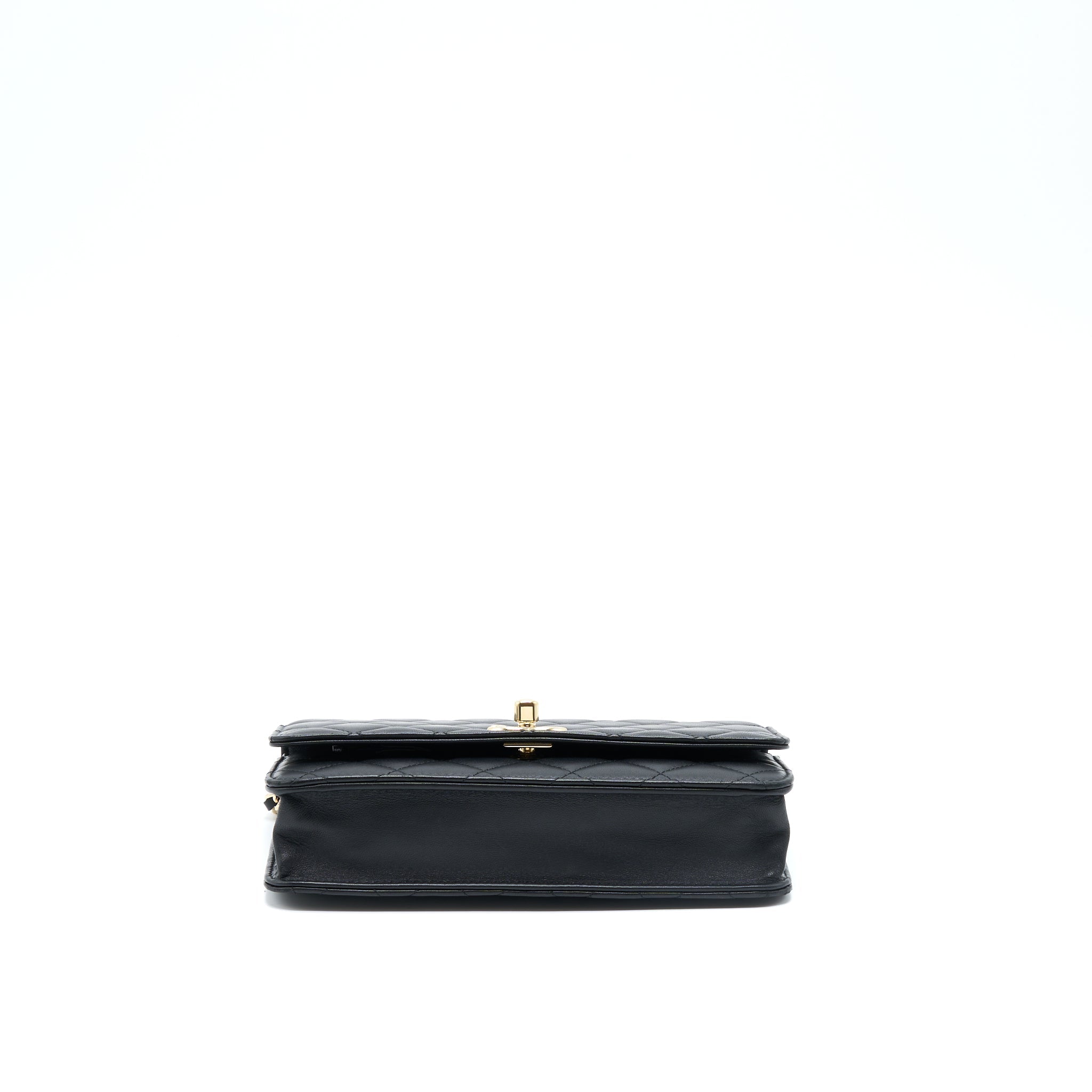 CHANEL TRENDY CC WALLET ON CHAIN LAMBSKIN BLACK GHW