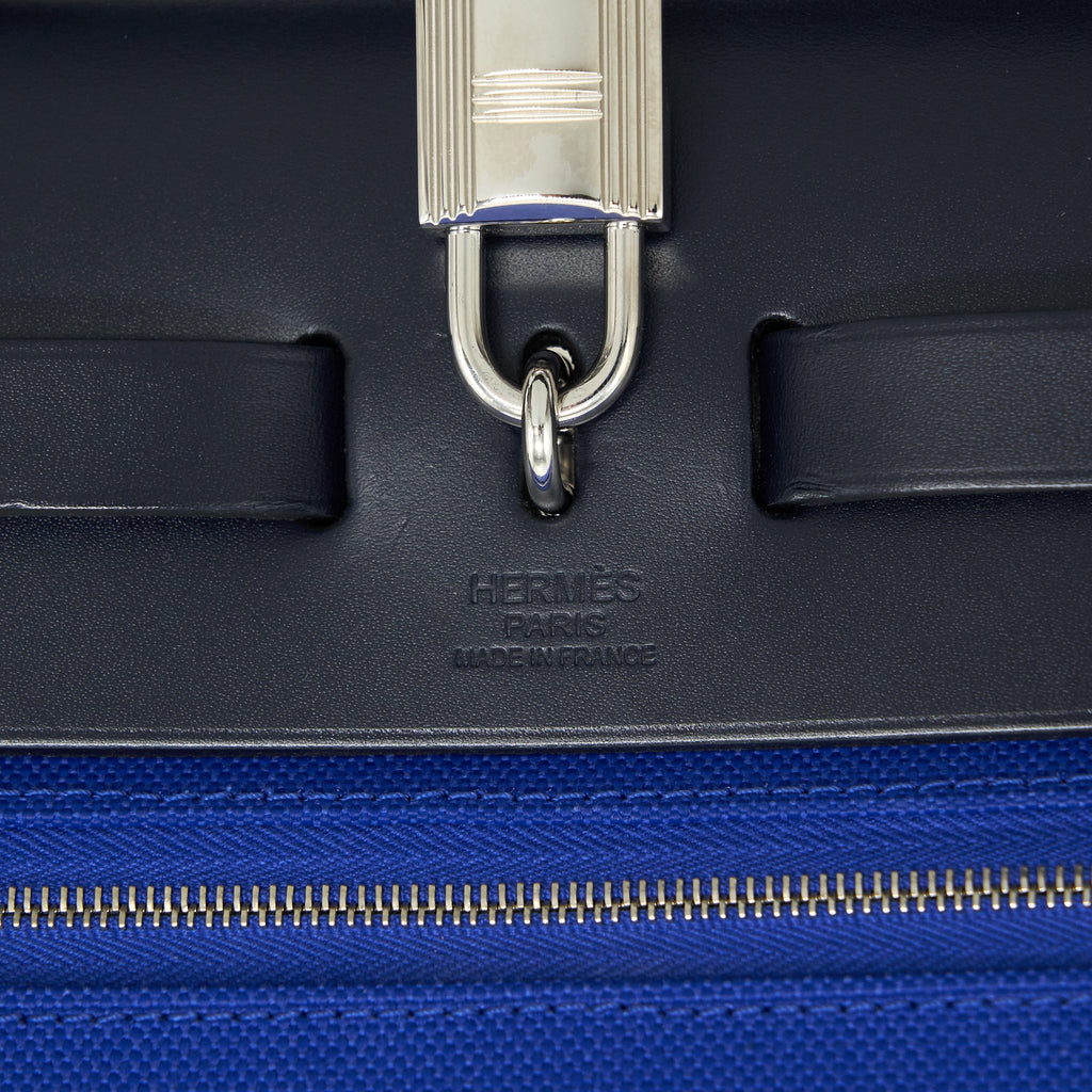 HERMES HERBAG ZIP 31 BAG BLUE ELECTRIC/ BLUE INDIGO WITH TWILLY