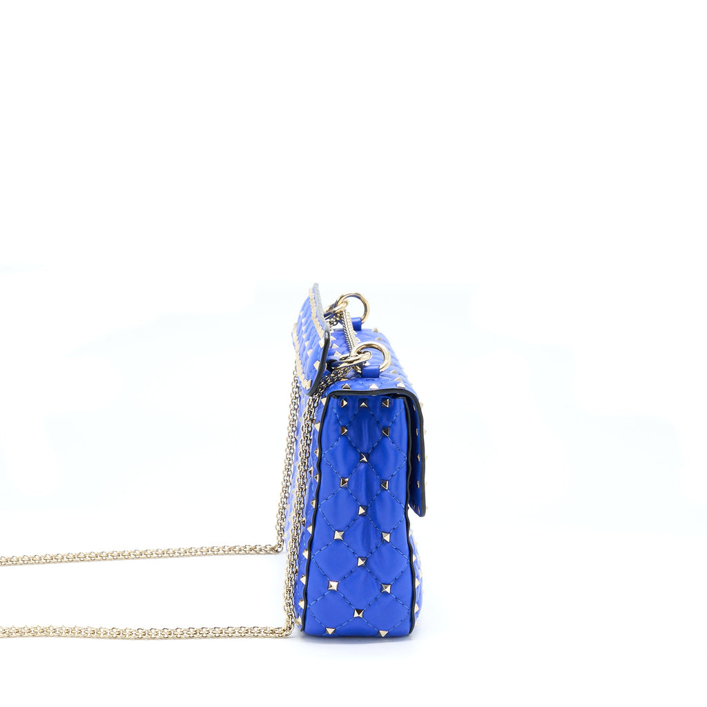 VALENTINO GARAVANI MEDIUM ROCKSTUD SPIKE SHOULDER BAG BLUE