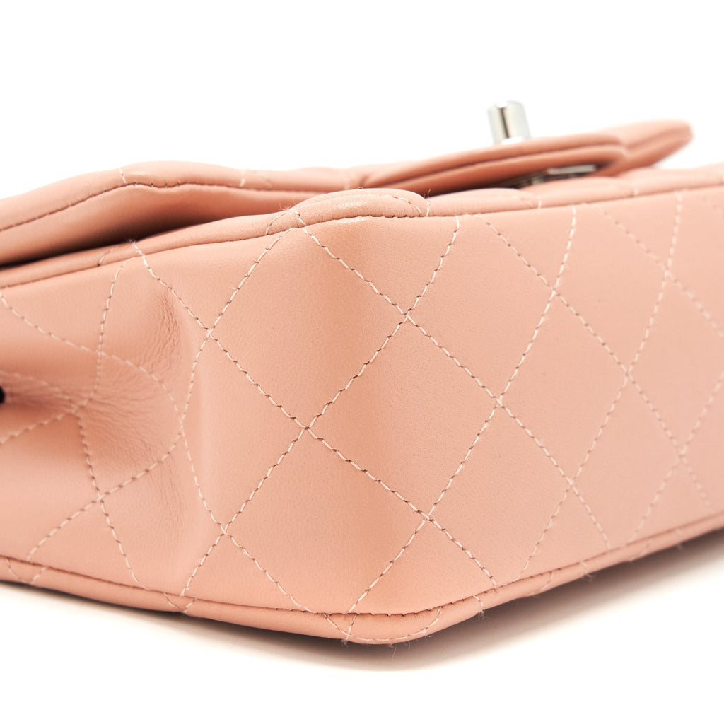 CHANEL MINI RECTANGULAR FLAP BAG LAMBSKIN PINK SHW